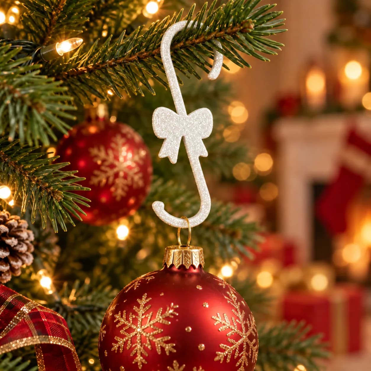 Bow Christmas Ornament Hooks – Pack of 10