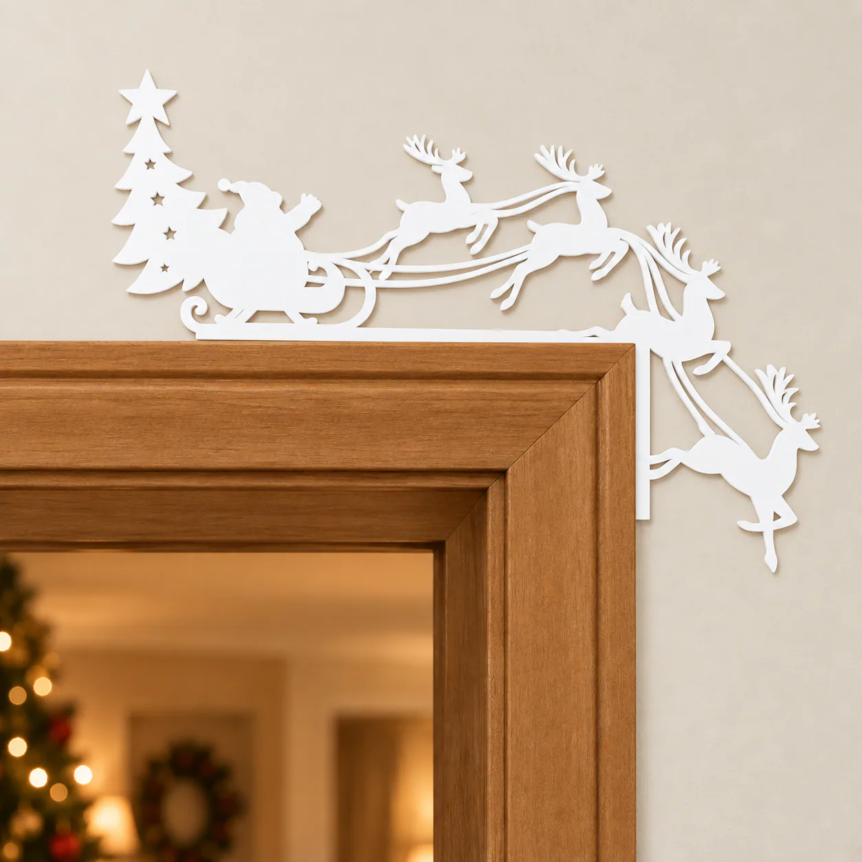 Christmas Door Decoration with Sleigh and Reindeer